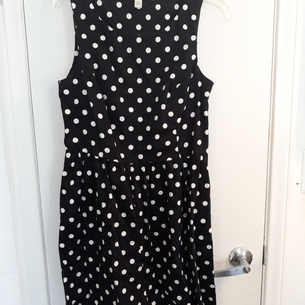 Lauren Conrad Black/White polka dot midi dress 10